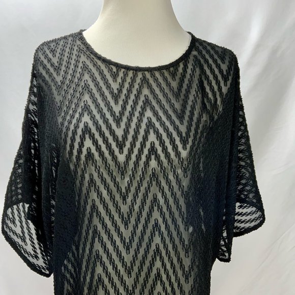 IRO Azade Chiffon Lightweight Textured Black Top Size S Short Sleeve Tunic - Picture 5 of 11